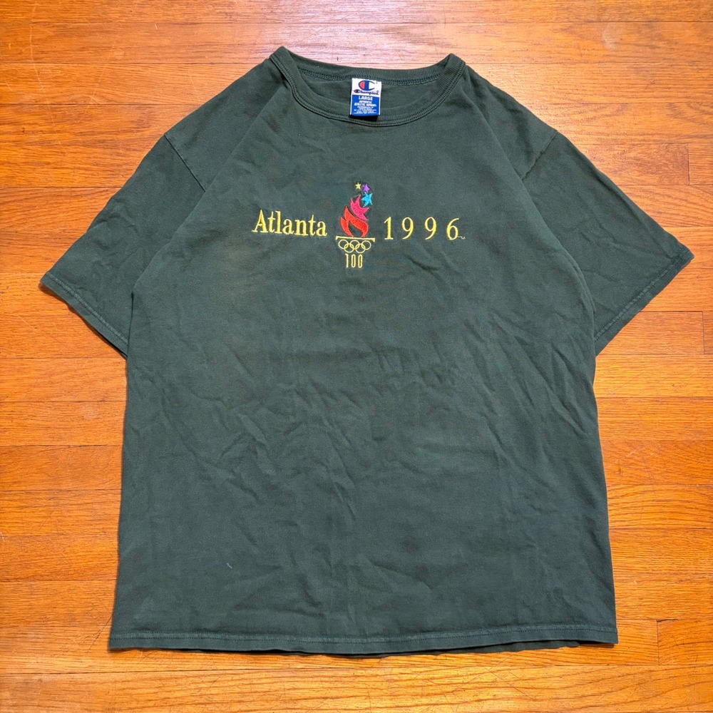 Vintage Champion Atlanta 1996 Olympic Games Embroidered Green Mens Large
